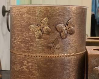Vintage Stylebuilt Butterfly Gold Tone Footed Waste Basket