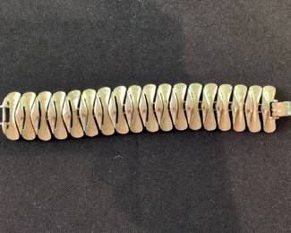 Vintage Art Deco Style Link Bracelet  MidCentury Modern Wave Design