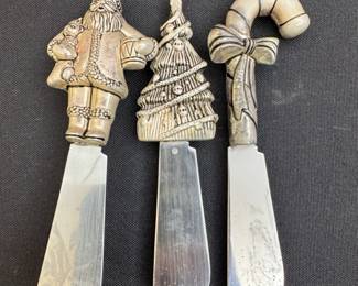 Silver Plate Holiday Cheese Spreading Set
