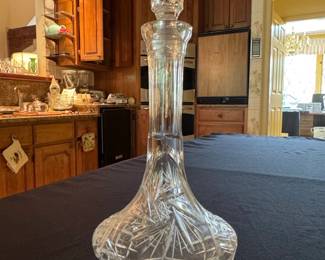 American Brilliant Cut Glass Eleanor Pattern Crystal Decanter with Stopper