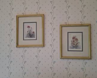 Framed Floral Lithographs Set of  third image