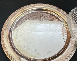 Leonard Silver Plate Platter with Glass Insert second image