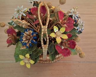 Jane Hutcheson for Gorham Fleurs des Sicles Gilt Metal and Enamel Floral Arrangement