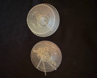 Glass Caviar Set with One Bowl, Nine Plates, and Seven Spoons  Anchor Hocking Miss America Pattern second image