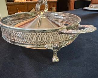 Silver Plated Chafing Dish with Glass Insert second image