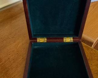 Oak and Brass Hinged Box with Oval Inlay second image