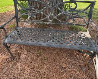 Ornate Cast Aluminum Garden Bench second image