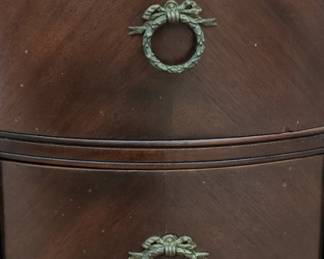 Vintage Mahogany Rose Garland Nightstand with Bow Pulls third image