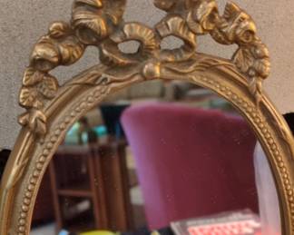 Ornate Gilt Metal Vanity Mirror with Cherubs second image
