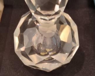 Vintage I.W. Rice  Co. Hand Cut Faceted Crystal Perfume Bottle