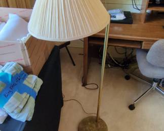 Vintage Brass Floor Lamp with Pleated Shade