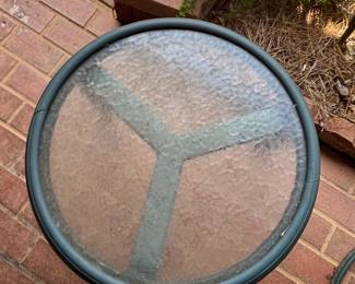 Round Glass Top Metal Side Table