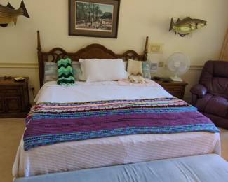 Vintage Wooden Headboard with Carved Accents