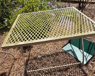 Vintage Wrought Iron Mesh Patio Table