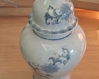 Andrea by Sadek Blue and White Floral Ginger Jar