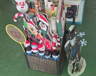 Assorted Christmas and Halloween Decorative Signs and Figures