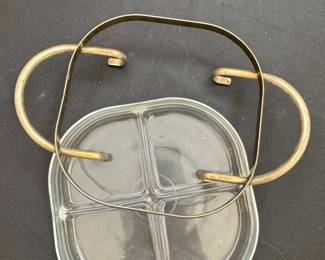 Fidenza Vetraria Italian Divided Glass Serving Tray with Metal Handles second image