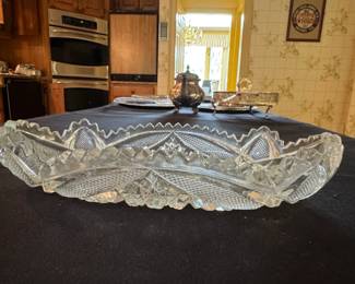 American Brilliant Period Cut Glass Celery Dish