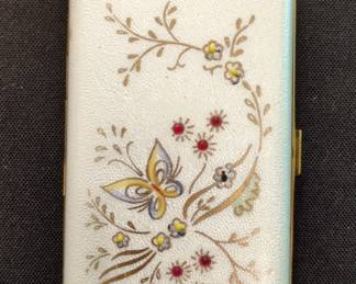Vintage Enameled Butterfly Powder Compact