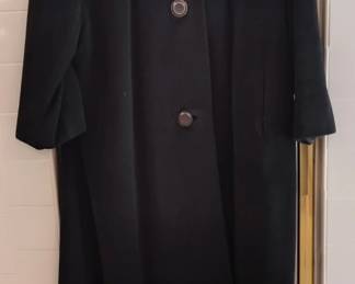 Vintage Black Cashmere Coat with Detachable Blonde Mink Collar