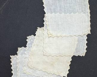 Set of Six OffWhite Linen Handkerchiefs with Scalloped Edges