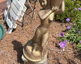 Art Deco Nude Female Figure with Urn Garden Statue
