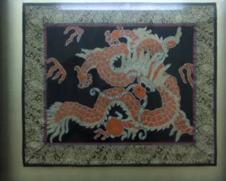 Framed Silk Embroidery of a Dragon second image