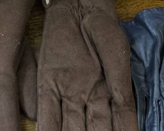 Brown Suede Leather Gloves with White Lining