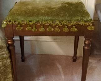 Vintage Velvet Armchair and Ottoman Set third image