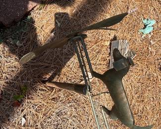 Vintage Metal Dog Whirligig Garden Decor