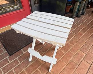 Adams Manufacturing QuikFold White Resin Slatted Side Table second image