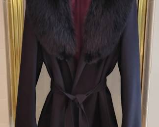 Midnight Blue Wool Jacket with Real Fox Collar