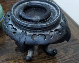 Carved Chinese Dark Wood Display Stand