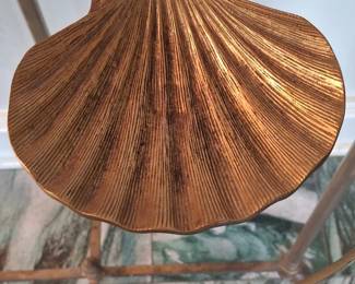 Vintage Brass Scallop Shell Trinket Dish or Ashtray with Pedestal Base