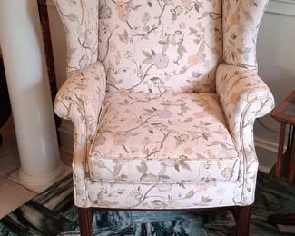Ethan Allen Traditional Classics Wingback Armchair with Floral Upholstery