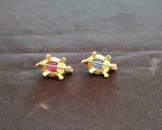Turtle Brooch Set with Simulated Gemstones second image