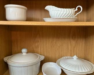 White Ceramic Casserole Dish Set with Gravy Boat and Ramekin