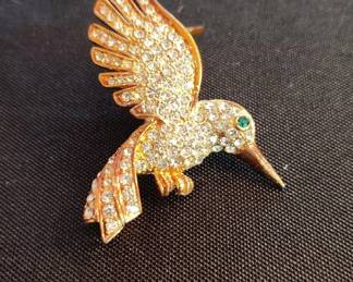 Rhinestone Hummingbird Brooch