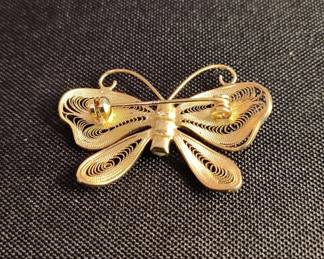 Napier Filigree Butterfly Brooch with Pearl Accents second image