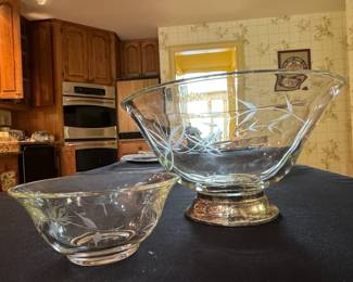 Etched Glass Chip and Dip Set with SilverPlated Base