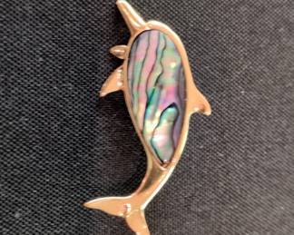 Ariki Paua Abalone Dolphin Brooch