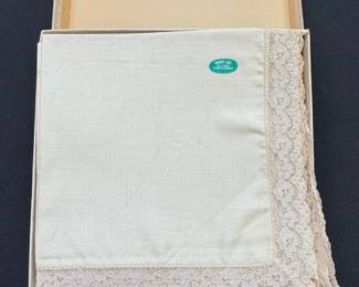 Quaker Lace Shaker Lace Linen Handkerchiefs Set of 