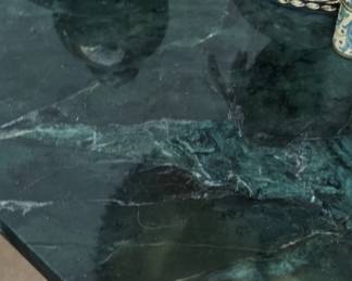 Hexagonal Marble Top Occasional Table with Wrought Iron Base second image