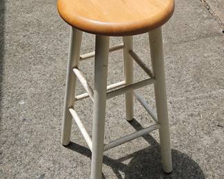 wooden high stool  of  white legs