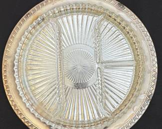 Leonard Silver Plate Platter with Glass Insert