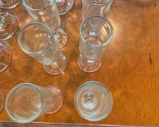 Set of Vintage Etched Glass Cordials or Shot Glasses