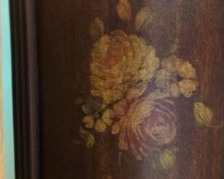 Vintage Mahogany Rose Garland Nightstand with Bow Pulls second image