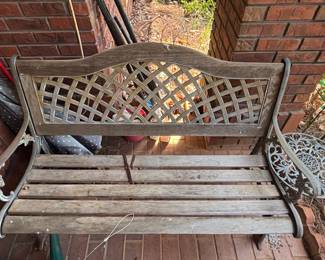 Ornate Cast Iron and Wood Garden Bench