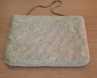 Vintage Silver Beaded Evening Bag