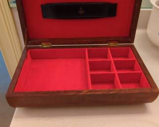 Vintage Wooden Jewelry Box with World Map Design  Likely Polish Handmade second image